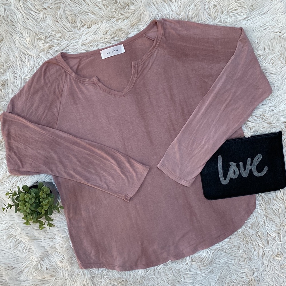 My LAnd Notched Neck Top 💗 Mauve